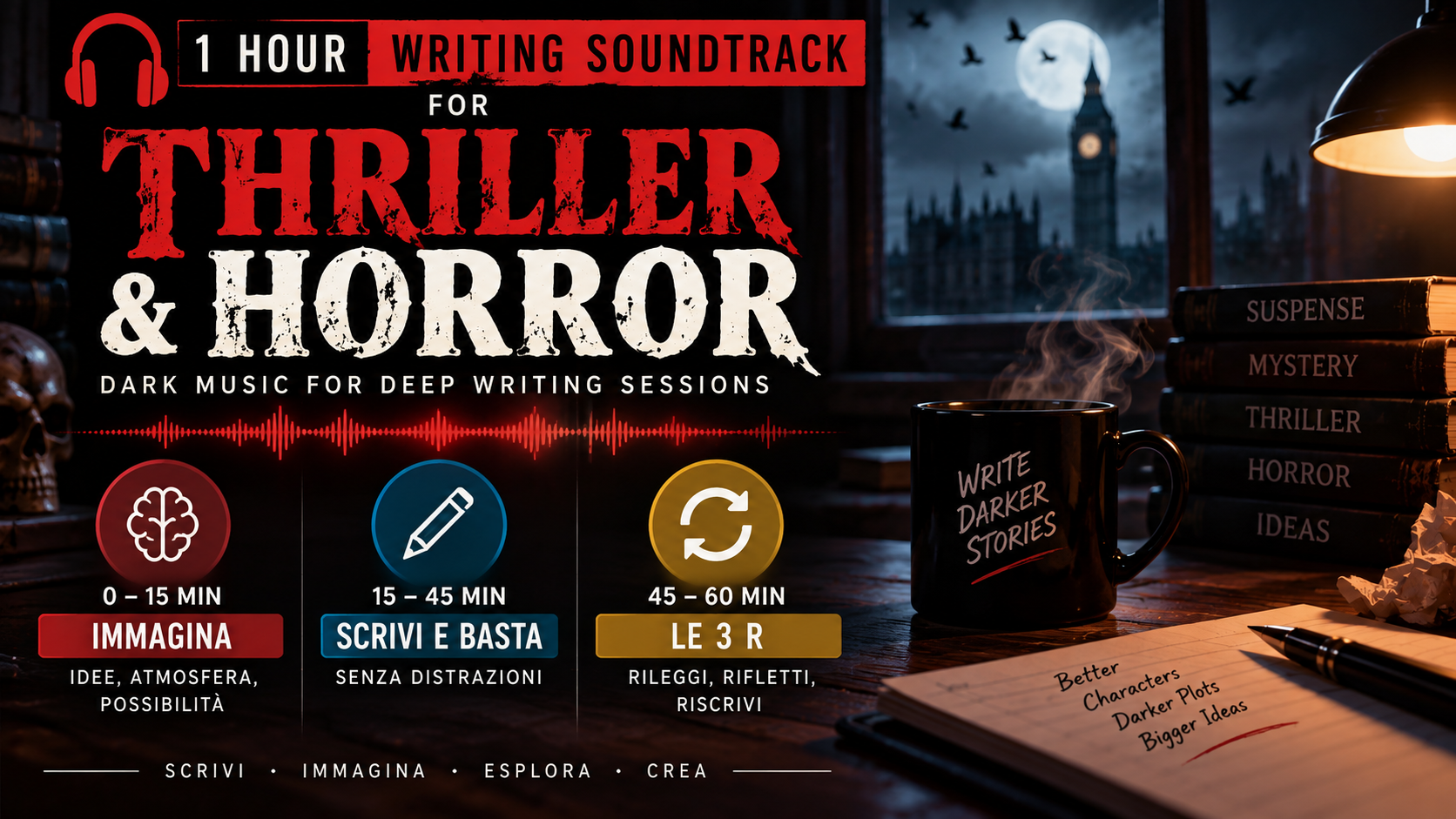 Al momento stai visualizzando Musiche per scrivere Horror e Thriller: crea suspence e concentrati!